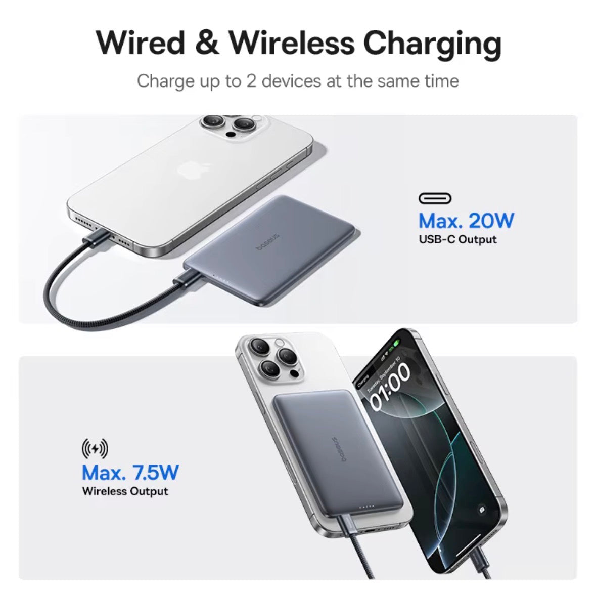 Wireless charging portable charger
